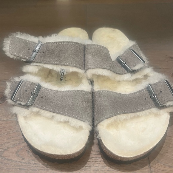 Birkenstock Arizona Teddy Split grey and white size 40 - Picture 1 of 4